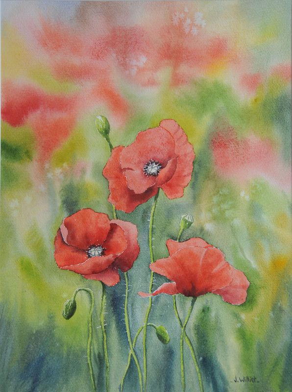 Trois Coquelicots (30x40)