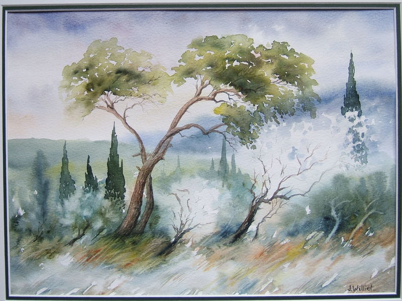 Amandiers et Pin Parasol (30x40) VENDU