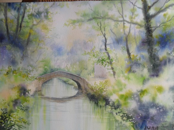 symphonie en vert et bleu (30 x 40 cm)