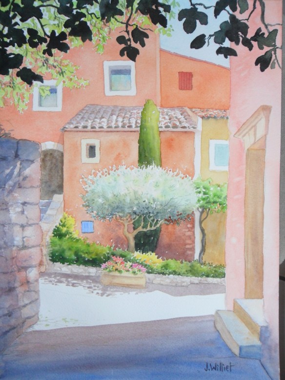 Façades à Roussillon (30 x 40 cm)