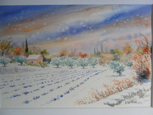 Neige sur les lavandes (20 x 30 cm)