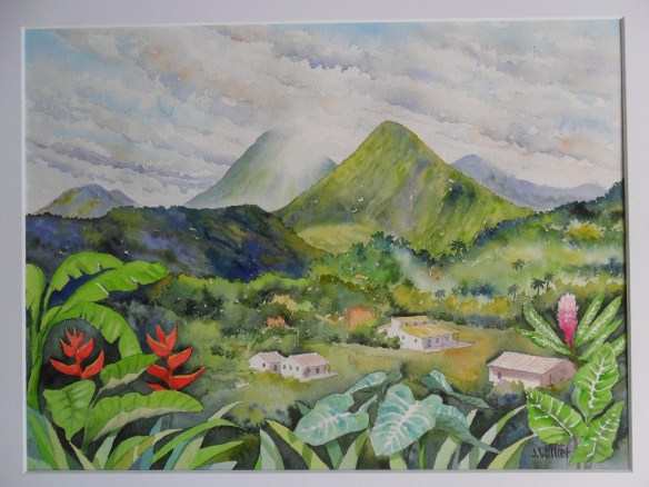 Les pitons du Carbet (30 x 40 cm)