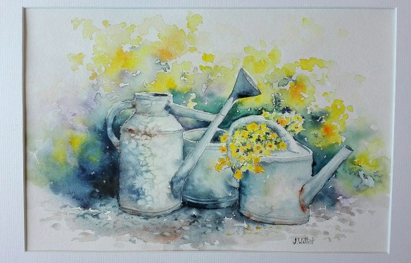 Les arrosoirs fleuris (20 x 30 cm)