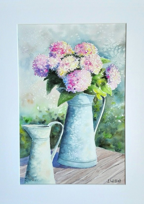 Hortensias et arrosoirs